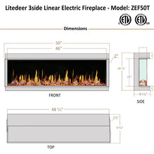 Load image into Gallery viewer, LiteDeer Homes Warmcastle 3-Sided 50&quot; Electric Fireplace
